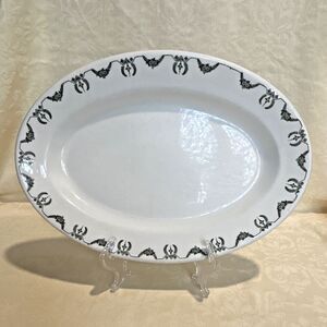 Antique 1925 Buffalo China Oval Platter Adam Pattern Green Garland Restaurant